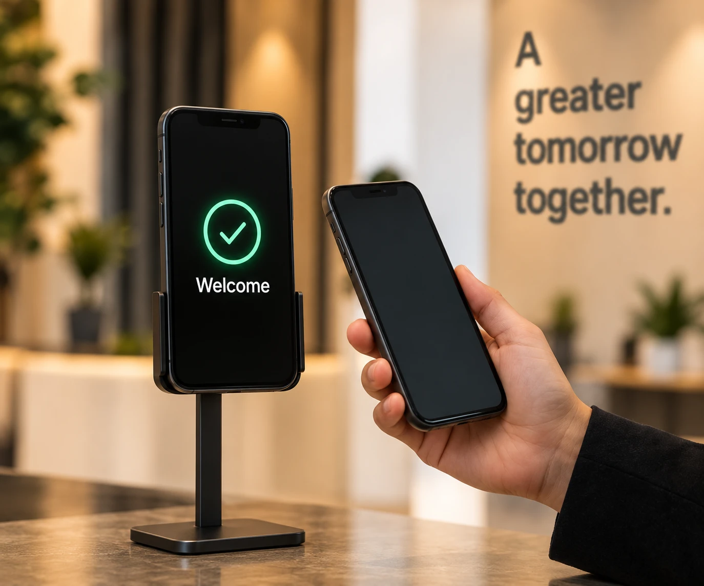 An illustrative phone check-in at an event